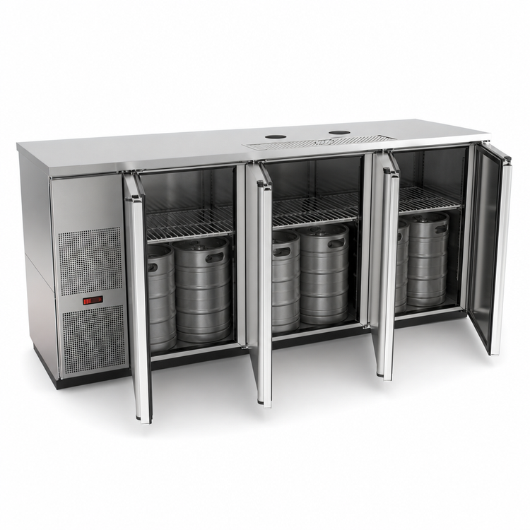 Product image #4 for Pro-Line E-Series Three-Section Draft Beer Cooler, 95.5-Inch Wide, Stainless Steel, Less Draft Towers