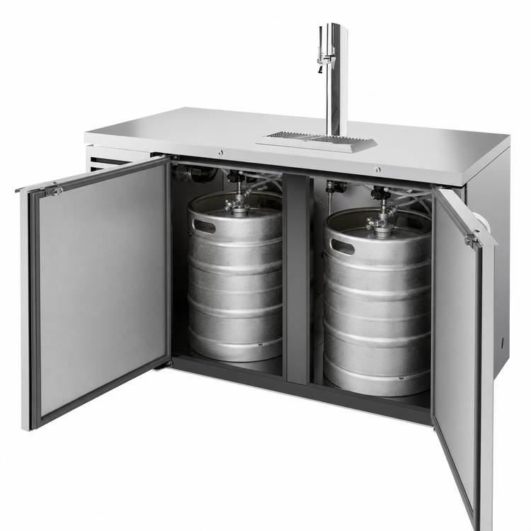 Product image #4 for 60-Inch Two-Section Refrigerated Draft Bar Cooler with Single-Faucet Beer Column