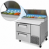 Thumbnail image #4 for Turbo Air Super Deluxe 44-Inch 1-Section Pizza Prep Table with 2 Drawers, 14 Cu. Ft., Self-Contained Side-Mount Refrigeration