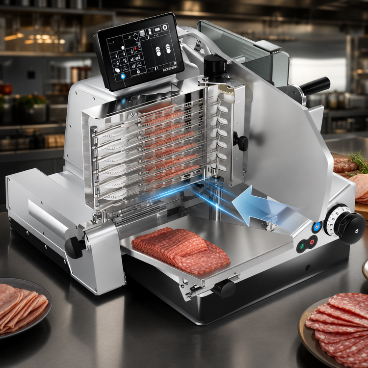 Product image #4 for Premium Class Vertical Commercial Slicer with Manual, Semi-Automatic and Fully Automatic Operation