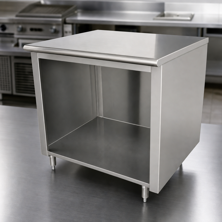 Product image #4 for Advance Tabco Open Front Cabinet Base Work Table, 48 x 36 Inches, 14 Gauge 304 Stainless Steel Top