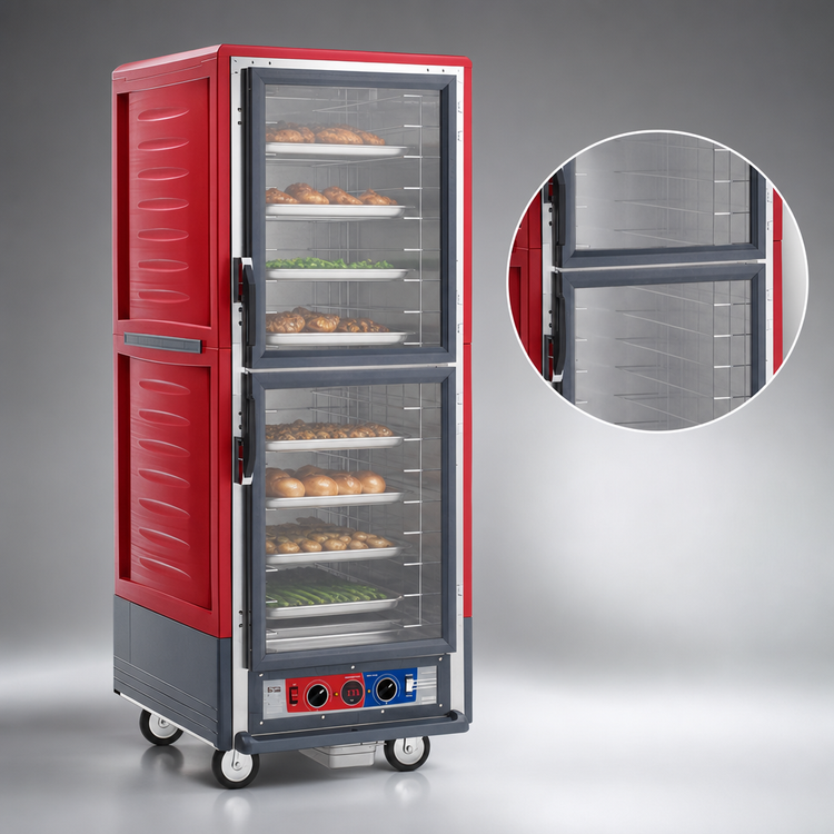 Product image #4 for Metro C5 3 Series Full-Height Mobile Heated Holding and Proofing Cabinet with Red Insulation Armour, Dutch Clear Doors, and Lip Load Slides