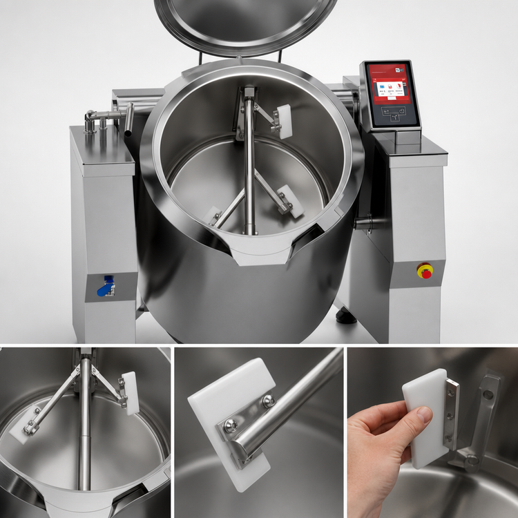 Product image #4 for Baskett UPRIG078M_V1 78 Gallon Tilting Gas Steam Kettle with Mixer