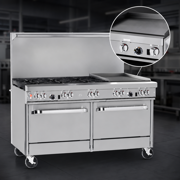Product image #4 for Southbend Ultimate 60-Inch Gas Restaurant Range with 6 Open Burners, 24-Inch Griddle, and 2 Convection Ovens