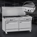 Thumbnail image #4 for Southbend (Middleby) Ultimate 4601AA-2T 60-Inch Gas Restaurant Range with 6 Open Burners, 24-Inch Thermostatic Griddle, and 2 Convection Ovens