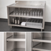 Thumbnail image #5 for BK Resources 48-Inch Stainless Steel Underbar Glass Rack Unit with Drainboard Top, Open Front Base, and Adjustable Shelf