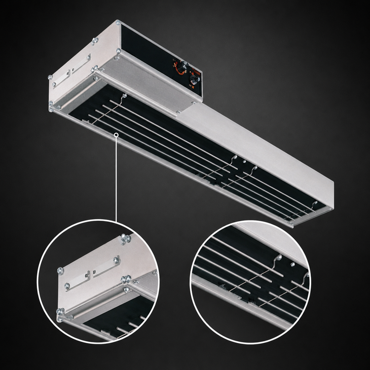 Product image #4 for Hatco Glo-Ray High Watt Dual Infra-Black 42-Inch Wide Strip Heater, Unlighted, 6-Inch Spacer