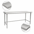 Thumbnail image #4 for Eagle Group BlendPort® BPT-2484STB 84-Inch x 24-Inch 430 Stainless Steel Work Table, Rolled Rim, Open Base