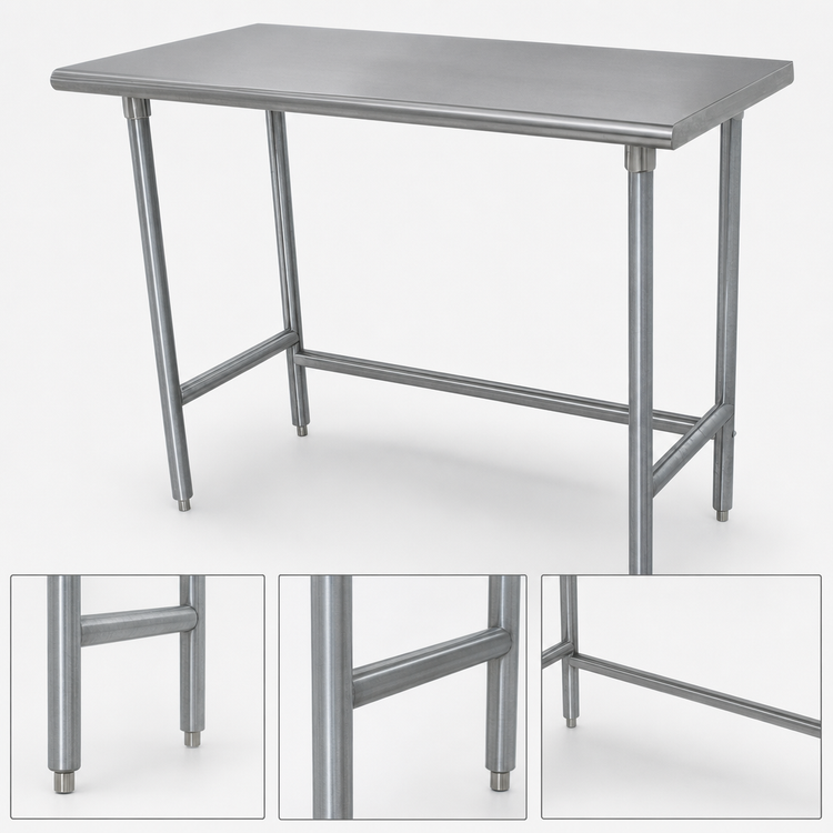 Product image #4 for Advance Tabco 84-Inch x 30-Inch Flat Top Work Table with 14 Gauge 304 Stainless Steel Top and Galvanized Open Base