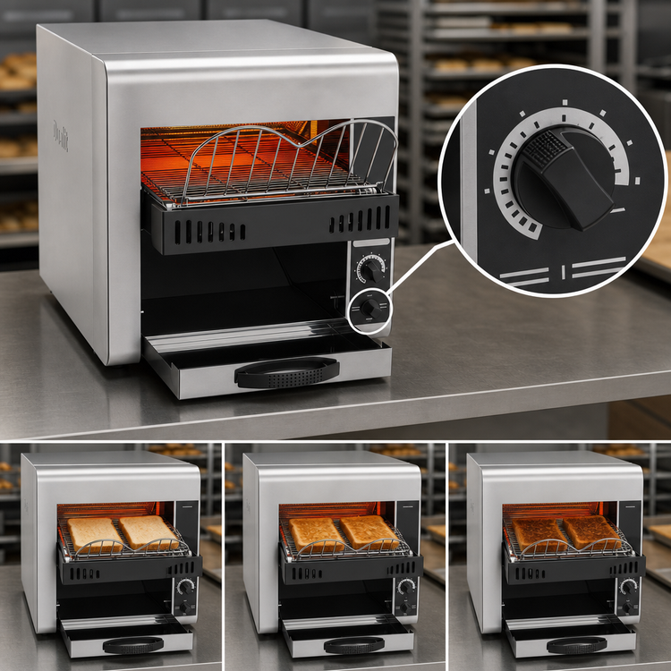 Product image #5 for BakeryXpress Countertop Conveyor Toaster with 2-Slice Feed, 9.8-Inch Belt, and Quartz Elements