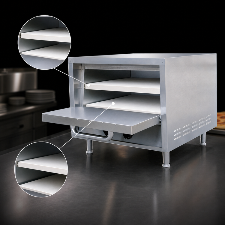 Product image #4 for Admiral Craft PO-22 Stackable 2-Deck Electric Pizza Oven with Ceramic Hearth Shelves