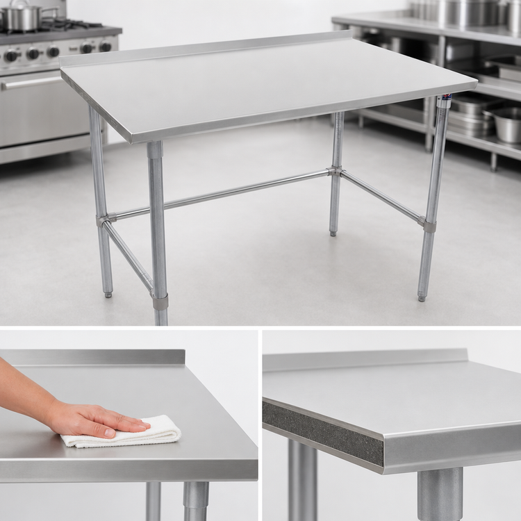 Product image #4 for John Boos Stallion 108-inch x 24-inch Stainless Steel Top Work Table with 1-1/2-inch Rear Backsplash