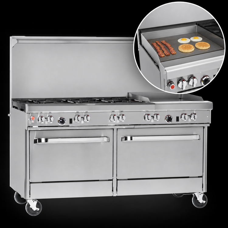 Product image #4 for Southbend Ultimate 60-Inch Gas Restaurant Range with 5 Burners, 24-Inch Griddle/Broiler, Standard Oven and Convection Oven