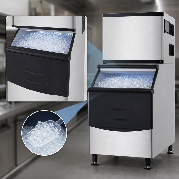 Product image #4 for Omcan USA 500 lb/Day Full Cube Air-Cooled Ice Maker with 375 lb Built-In Storage Bin