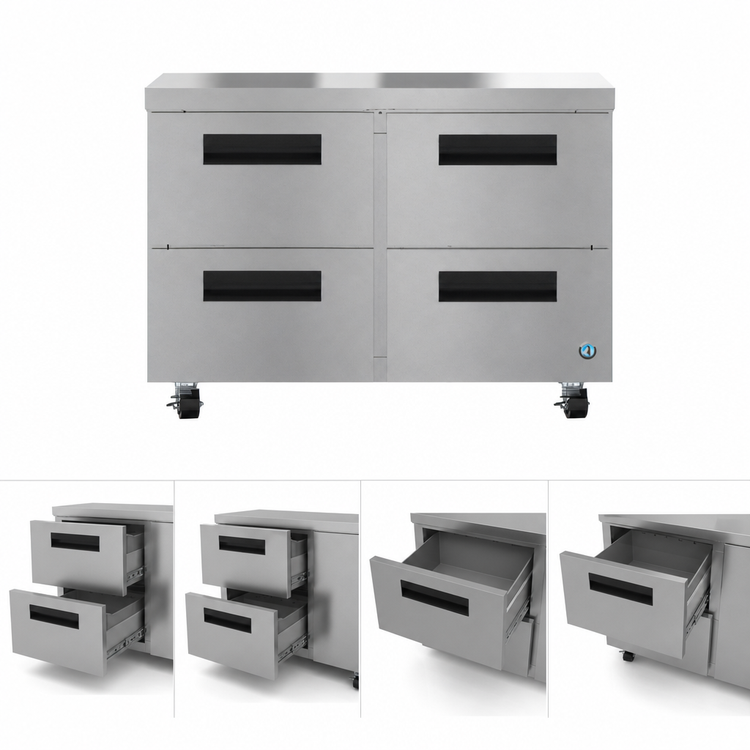 Product image #4 for Hoshizaki Steelheart UR48B-LPD4 48-Inch Low Profile Two-Section Undercounter Four-Drawer Refrigerator, 12 Cu. Ft.