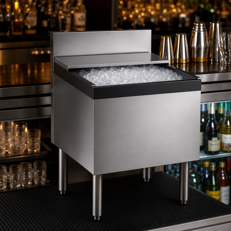 Product image #4 for Perlick Top Shelf Modular Underbar Ice Bin/Cocktail Unit, 24"W x 24"D, 80-lb Ice Capacity