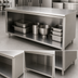 Thumbnail image #4 for Advance Tabco 120-Inch x 36-Inch 14-Gauge 304 Stainless Steel Work Table with Open Front Cabinet Base