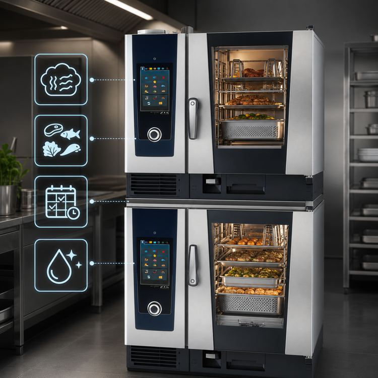Product image #4 for RATIONAL iCombi Pro Double-Stack 6-Half Size Electric Combi Oven Set, 208/240V, 3-Phase