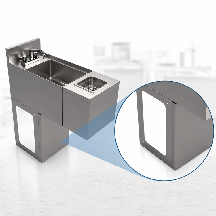 Product image #4 for BK Resources 12-Inch Wide Underbar Glass Rinser Hand Sink with Base, Push-Down Rinser and Faucet