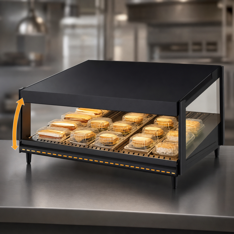 Product image #4 for Hatco Glo-Ray Countertop Pass-Through Merchandising Warmer with Slanted Shelf and 8 Rods, 41-Inch
