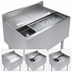 Thumbnail image #4 for Underbar Insulated Ice Bin with 2-Piece Sliding Lid, 304 Stainless Steel, 8 x 18-1/2 x 30 Inches