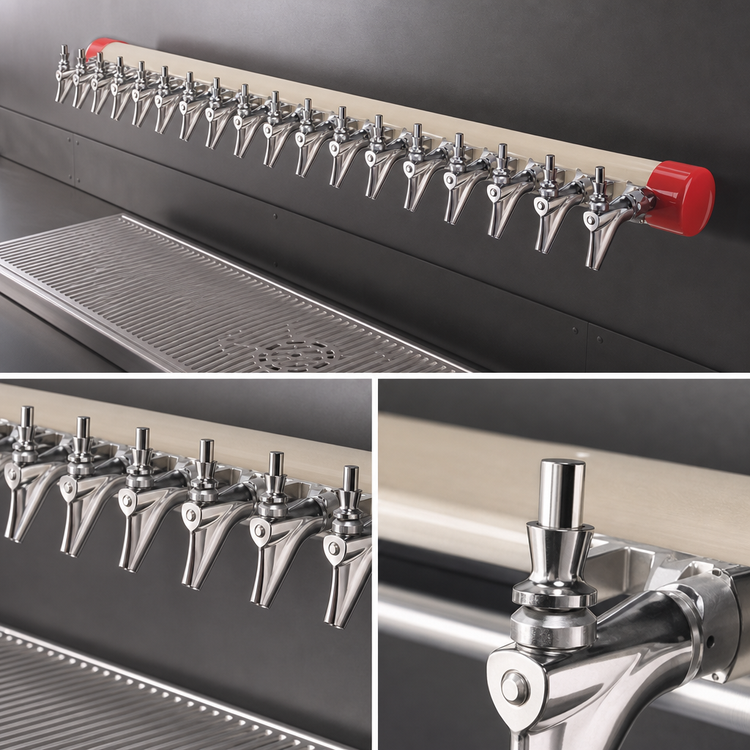 Product image #4 for Micro Matic Kool-Rite 16-Faucet Wall-Mount Glycol-Cooled Draft Tower Insert Module, 48-Inch Wide, Short Shanks