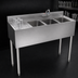 Thumbnail image #4 for Krowne Silver Series Three-Compartment Stainless Steel Underbar Bar Sink with Left Drainboard, 48-Inch Wide