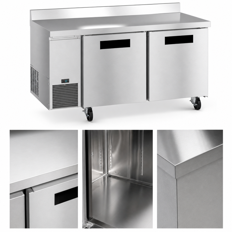 Product image #4 for Hoshizaki Steelheart 67-Inch Two-Section Worktop Refrigerator with Side-Mounted Self-Contained Refrigeration