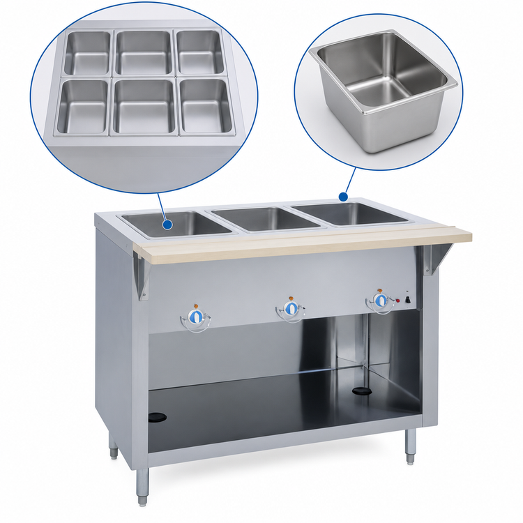 Product image #4 for Thurmaduke E-6-CBPG 6-Pan Electric Hot Food Steamtable Unit with Open Base