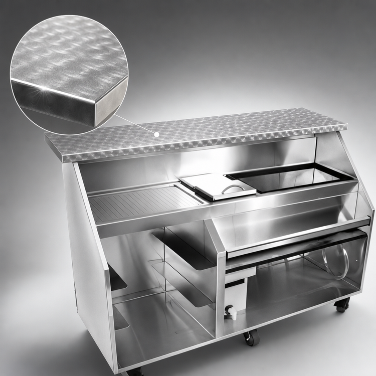 Product image #4 for Glastender Portable Bar for Glassware with 72-Inch Stainless Steel Top, 18-Inch Ice Bin and 24-Inch Beverage Compartment
