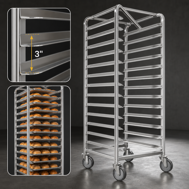 Product image #4 for Baxter Heavy-Duty Stainless Steel Single End-Load Rack for Single Rack Oven, 20 Slides