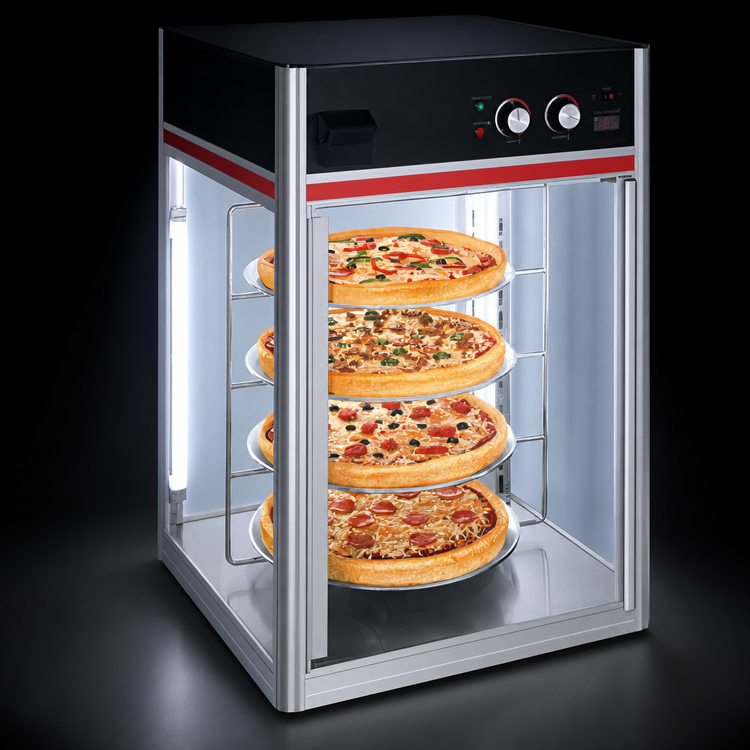 Product image #4 for Hatco Flav-R-Savor Countertop Humidified Holding and Display Cabinet with 1 Door, 4-Tier Rotating Circle Rack, 120V