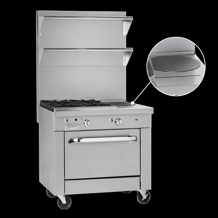 Product image #4 for Southbend Platinum 36-Inch Heavy Duty Modular Natural Gas Range with 4 Open Burners and 12-Inch Hot Top