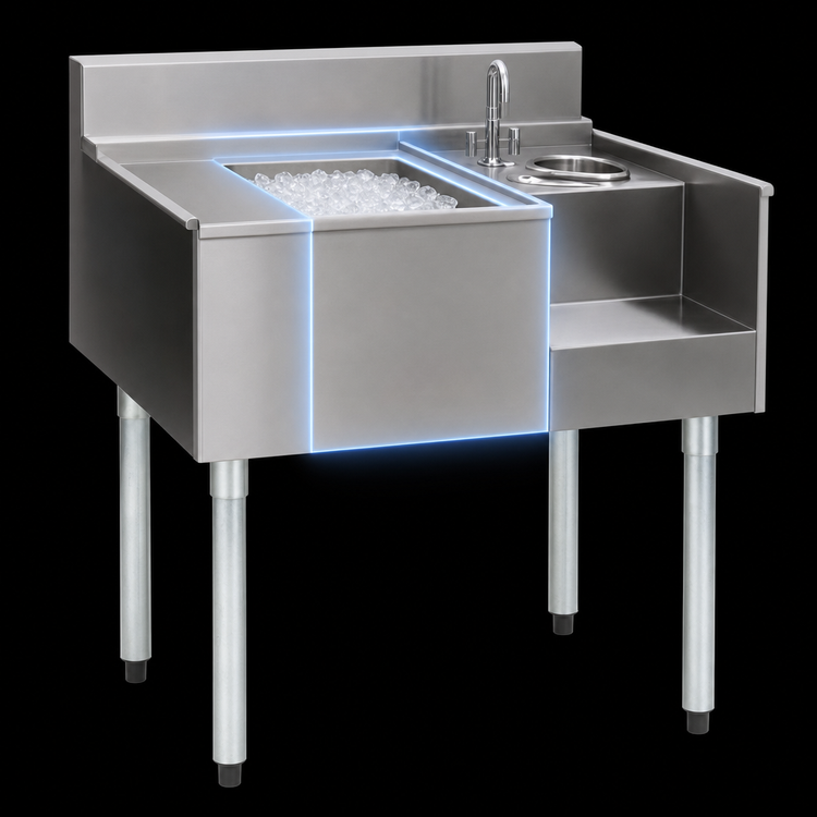 Product image #4 for Eagle Group 2200 Series 62 Inch Underbar Drainboard/Ice Bin/Blender Unit with Liquid Waste Chute