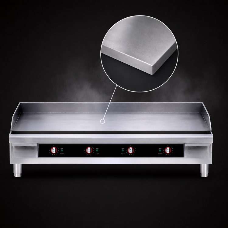 Product image #4 for Omcan USA 48-Inch Countertop Stainless Steel Electric Griddle with Smooth 1-Inch Plate