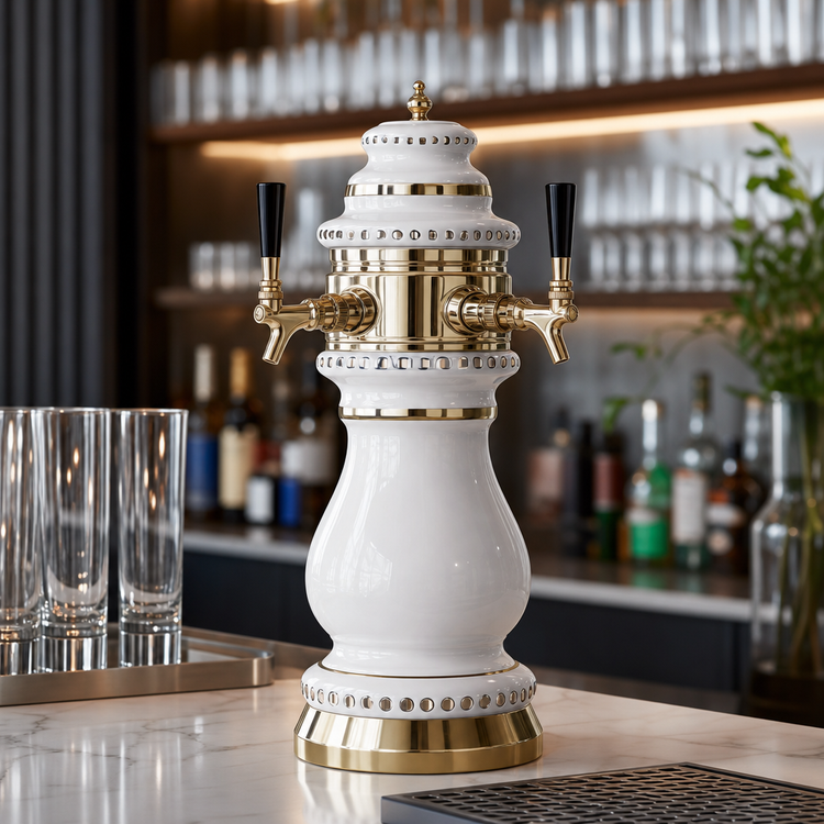 Product image #4 for Perlick Torino White Ceramic Countertop Glycol-Cooled 2-Faucet Draft Beer Tower