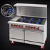 Thumbnail image #4 for American Range 48-Inch Gas Restaurant Range with 12-Inch Left Griddle, 6 Open Burners, and 2 Space Saver Ovens