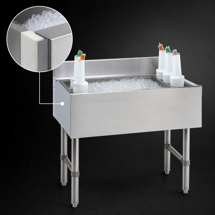 Product image #4 for Advance Tabco Underbar Basics 42-Inch Stainless Steel Cocktail Unit with 12-Inch Deep 7-Circuit Cold Plate
