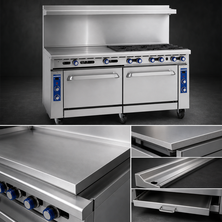 Product image #4 for Imperial Pro Series 72-Inch Gas Restaurant Range with 4 Open Burners, 48-Inch Griddle, Convection Oven, and Standard Oven