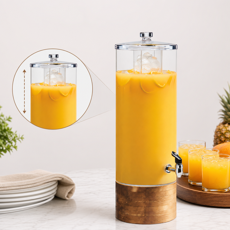 Product image #4 for Madera Round 3 Gallon Acrylic Infusion Beverage Dispenser with Rustic Pine Base