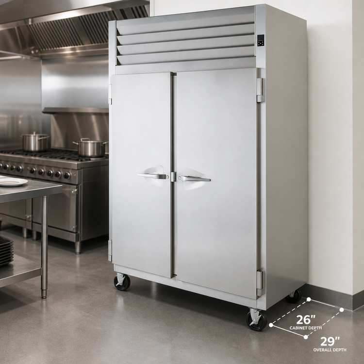 Product image #4 for Traulsen Spec-Line 58-Inch Wide Shallow-Depth Remote Reach-In Freezer, Two-Section, Half-Height Solid Doors