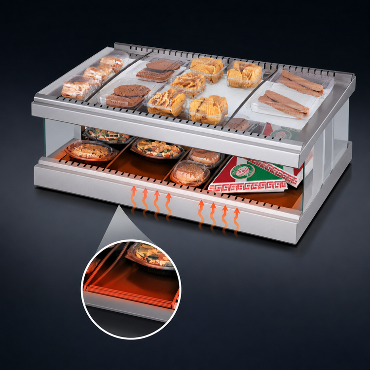 Product image #4 for Hatco Glo-Ray Designer Horizontal Countertop Display Warmer, 33-Inch, 1 Heated Glass Shelf, 12 Rods