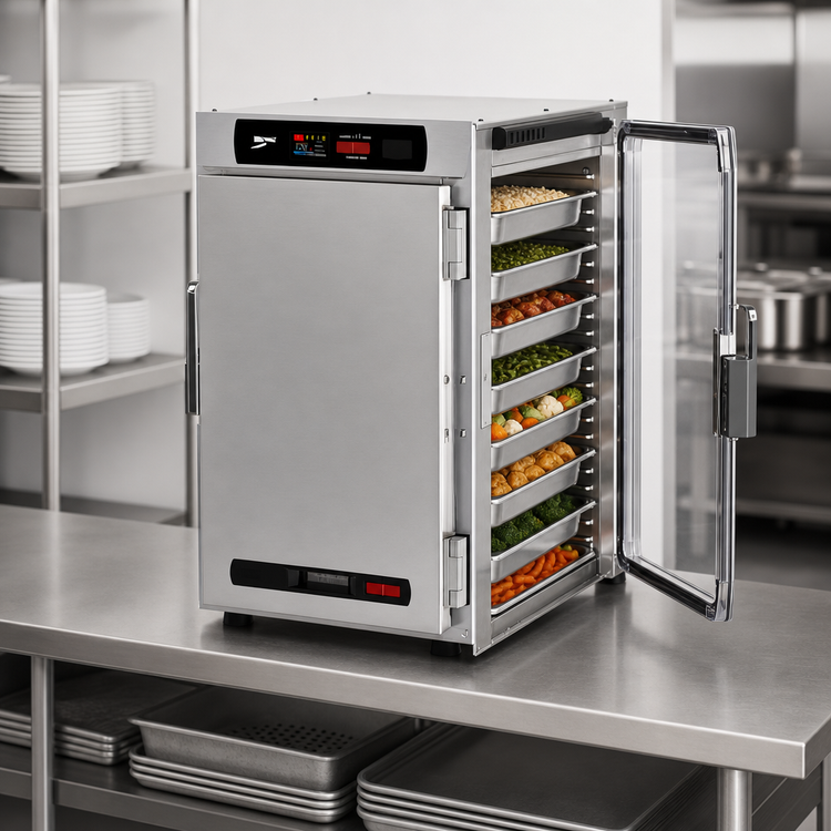 Product image #5 for Metro HotBlox™ Narrow 8-Pan Pass-Thru Hot Food Holding Cabinet, Digital Touchscreen, Solid Front/Clear Rear Doors, Countertop/Stacking