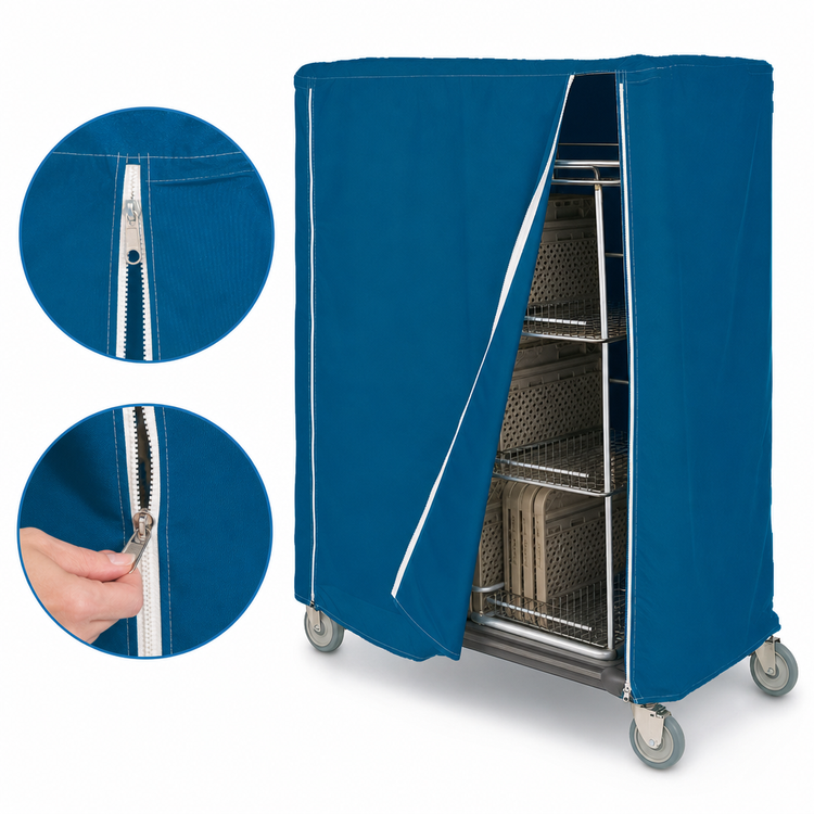 Product image #4 for Metro Waterproof Mariner Blue Cart Cover for 48 x 24 x 74 Inch Banquet Cart