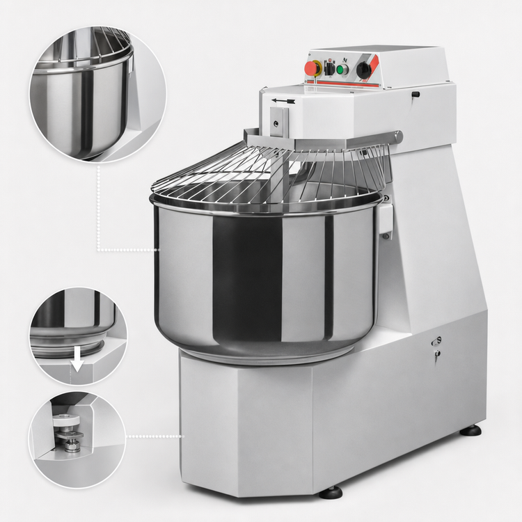 Product image #4 for Trento Avancini SP40 Heavy-Duty Spiral Dough Mixer, 88 lb Capacity, 220V, 1-Speed