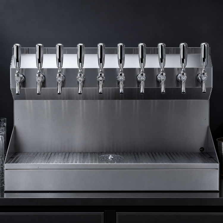 Product image #4 for Kronos Wall-Mounted 10-Faucet Glycol-Cooled Draft Tower with Glass Rinser and Drip Tray