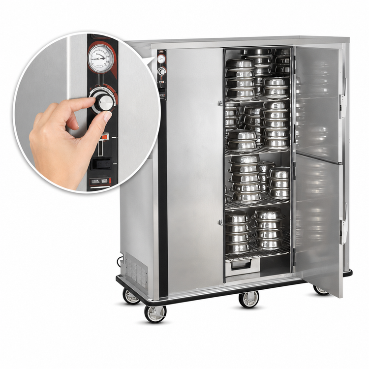 Product image #5 for FWE P-Series P-200-XL Mobile Insulated Banquet Cart Holding Cabinet with Double Dutch Doors, 160-200 Covered Plate Capacity