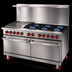 Thumbnail image #4 for American Range 60-Inch Gas Restaurant Range with 24-Inch Left Griddle, 6 Open Burners, Convection Oven and Standard Oven