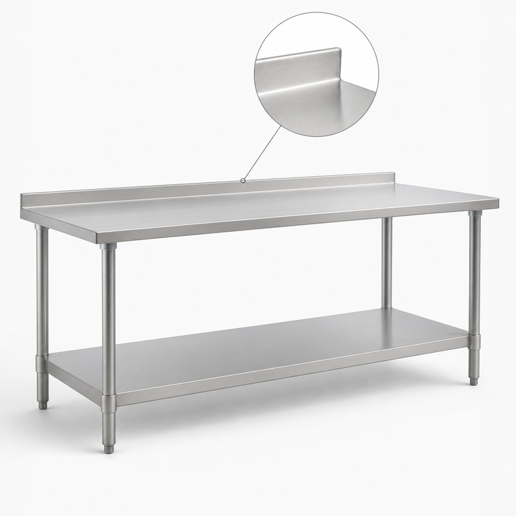 Product image #4 for Eagle Deluxe Series 144-Inch x 30-Inch Stainless Steel Work Table with Rear Upturn and Adjustable Undershelf