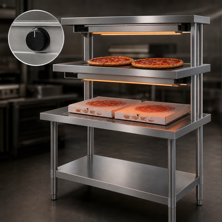 Product image #4 for Eagle Group 48-Inch Floor Model Pizza Holding Table with 2 Infrared Warmers, 208V